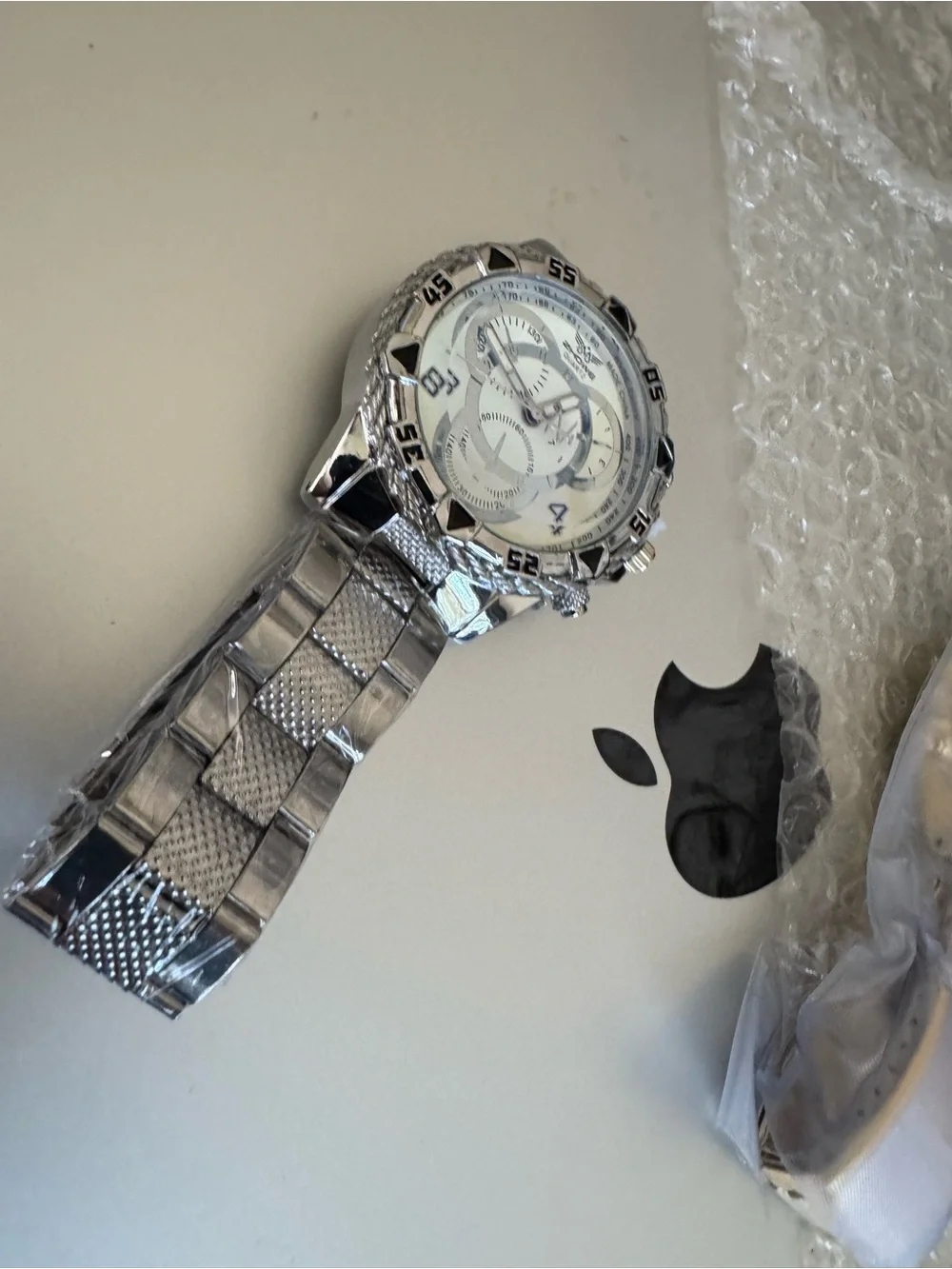 New Silvertone quartz analog watch, protective film still on!